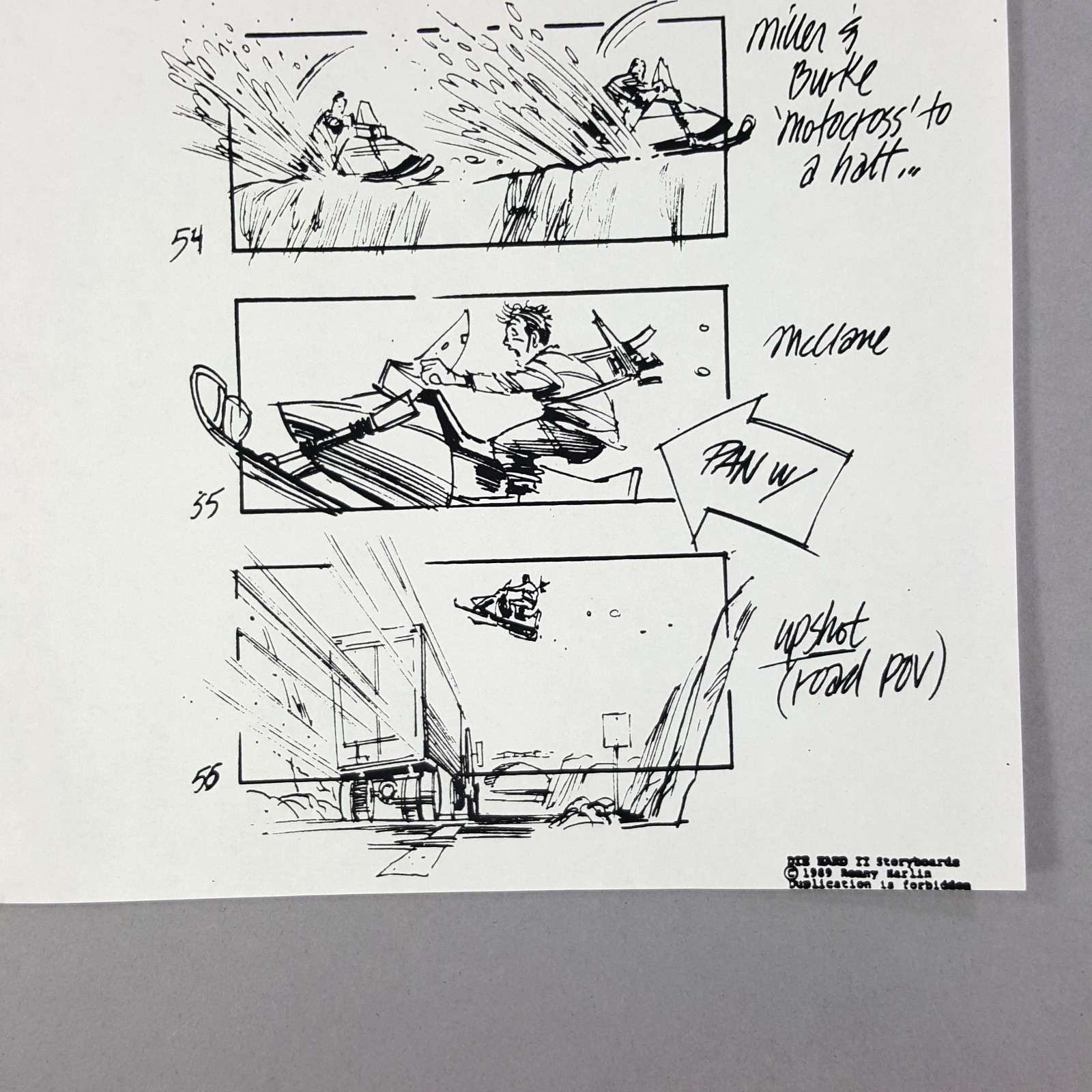 Image 8 of Die Hard 2 - Production Used Storyboard, Bruce Willis Snowmobile Chase, Prop 17