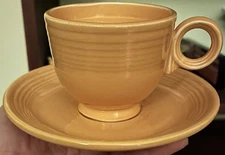 Vintage Fiesta Yellow Ring Handle Cup And Saucer Fiestaware