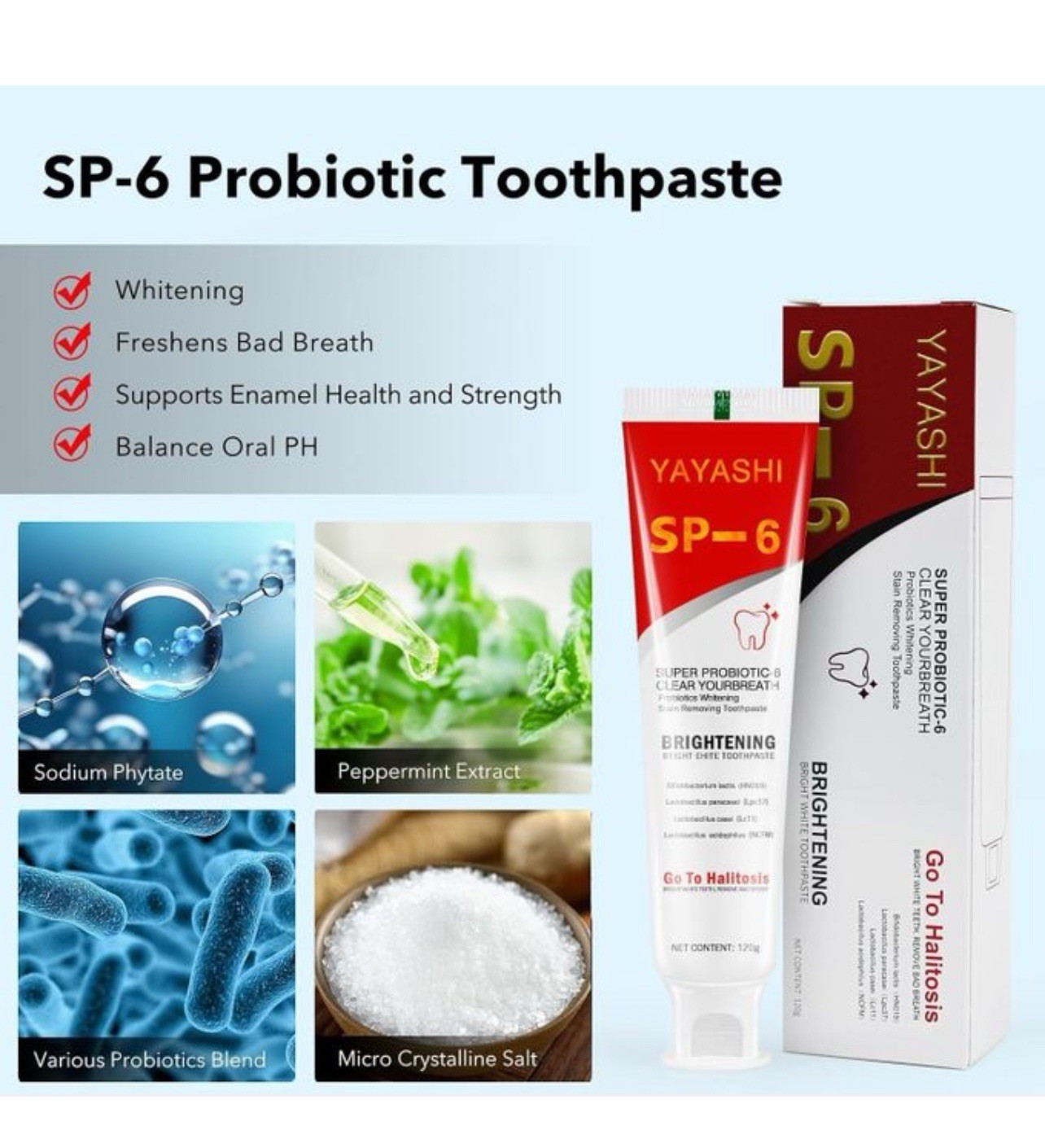 SP-6 Probiotic Toothpaste SP-6 Toothpaste Whitening Quick White Toothpaste 3 New