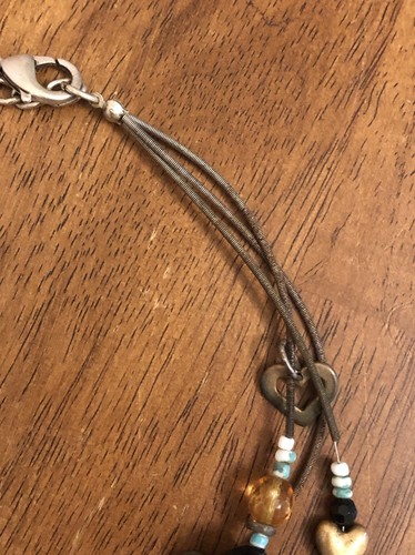 Boho Multi-Strand Heart Charm Necklace Mixed Metals Layered Look Heavy (Read) L1 - Picture 9 of 9