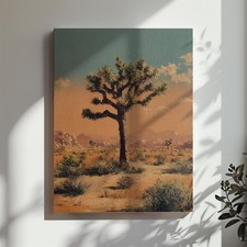 Joshua Tree Desert Wall Art – Vintage Landscape Yucca Canvas Print