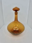 Vintage MCM Blenko Glass 6630L Decanter In Wheat Crackle 13” W/stopper