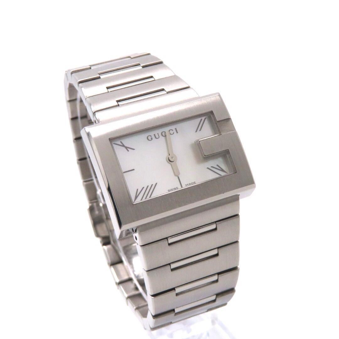 GUCCI 100L G Rectangular White Shell Dial Wristwa… - image 4