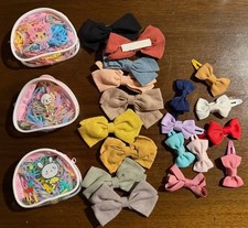 Girls Elastic Hair Ties and Hair Bow Clips Assorted Colors New Never Used