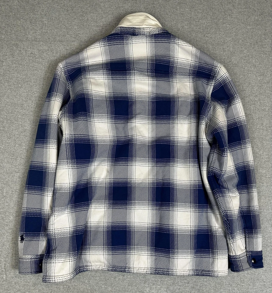 Polo Ralph Lauren рубашка куртка мужская 2XL синий белый клетку шерпа с подкладкой Snap спереди - Изображение 3 из 4