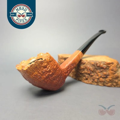 Nate King Natural Sandblasted Panel Dublin Handmade Briar Pipe, New