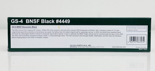 Kato N BNSF Excursion Black GS-4 Steam Locomotive #4449 126-0312 New - Picture 6 of 6