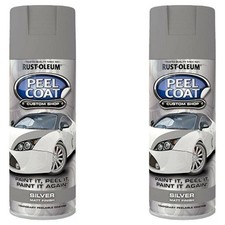 2x Rust-Oleum Silver Matt Rubberised Peel Coat Peelable Spray Paint 400ml