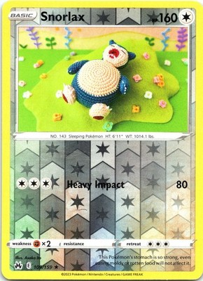 Snorlax Rare Crown Zenith 109/159 Reverse Holo LP