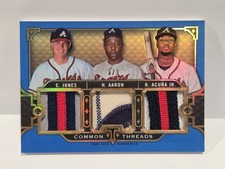 2022 Triple Threads Hank Aaron Chipper Jones Ronald Acuna Jr Patches 3/3 Sick