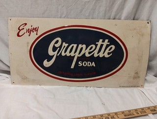 Vintage Grapette Soda Sign Tin Minty RARE