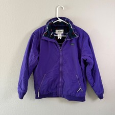 LL Bean Kids Purple Warm-Up Jacket Fleece Lined Thinsulate Vintage Large J485