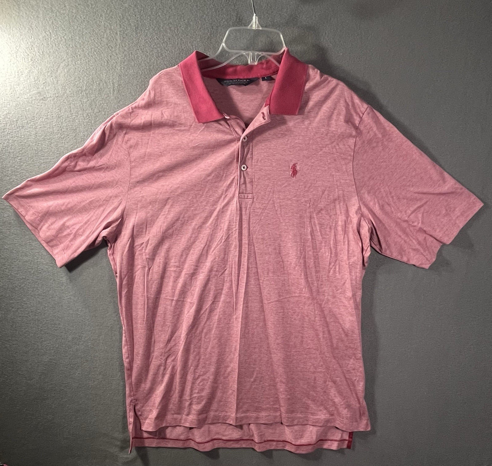 VTG 90s Y2K Polo Golf Ralph Lauren L Polo Shirt Pima Cotton Light Maroon Dark Pi