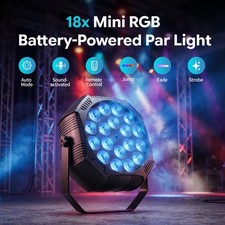 36W RGB LED Par Light With Remote Sound Active Battery Powered Stage DJ Party