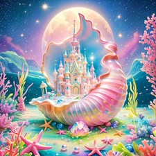 Castle Diamond Art Kits for Adults, 5D Sea Shells Diamond Painting Kits for B
