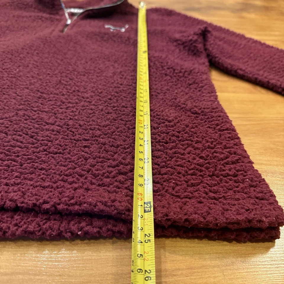 Suéter Y2K DE COLECCIÓN ROSA Victoria's Secret Mediano Rojo Sherpa Manga Larga 1/4 Cremallera Foto 4 de 4