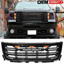 Fits 11-14 Gmc Sierra 2500 3500 Gloss Black Bumper Grille Guard Grill With Light Fits 11-14 Gmc Sierra 2500 3500 Gloss Black Bumper Grille Guard Grill With Light