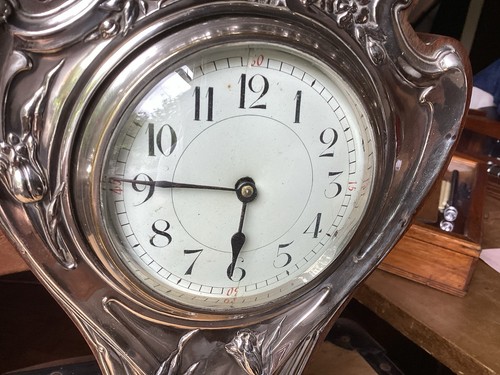 Silver Hallmarked Art Nouveau Clock Circa 1909 Beautiful Looking Clock - Picture 2 of 15