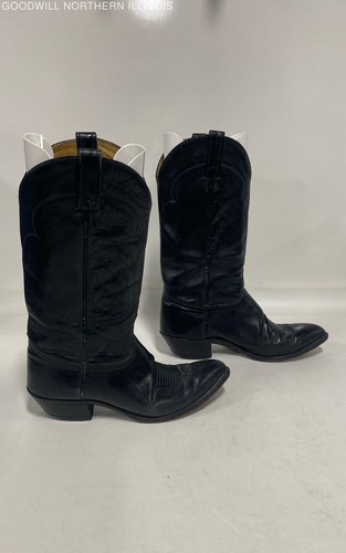Men's J. Chisholm Drover Series Black Leather Cowboy Western Boots Size 9 - Picture 4 of 7