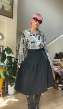 VTG 80s Black Pleated Midi Skirt