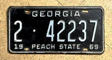 1969 GEORGIA license plate – DEKALB CO – ORIGINAL SHARP vintage antique car tag