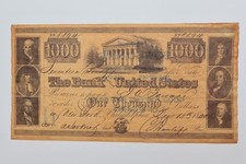 1840 US $1000 BANKNOTE FACSIMILE NOVELTY PRINT BOWL-O-MAT AD TICKET COUPON MN