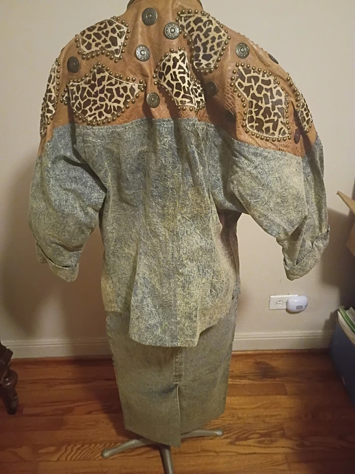 Conjunto Blazer y Falda Denim Lavado Ácido Años 80 De Colección Muy Raro Foto 3 de 4