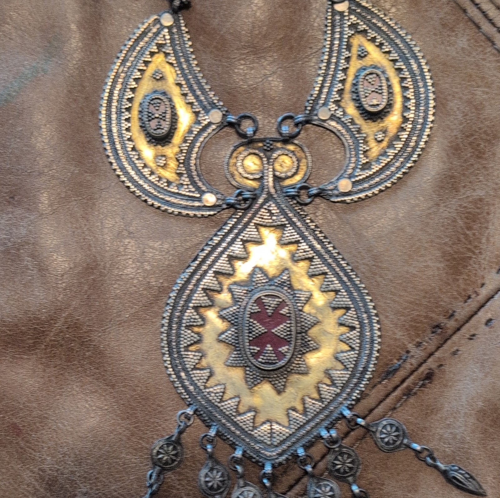 Middle Eastern Ethnic Statement Necklace Geometri… - image 5