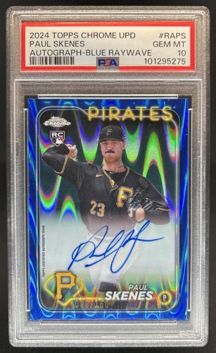 2024 Topps Chrome Update Paul Skenes Auto RC Blue RayWave Refractor #/150 PSA 10