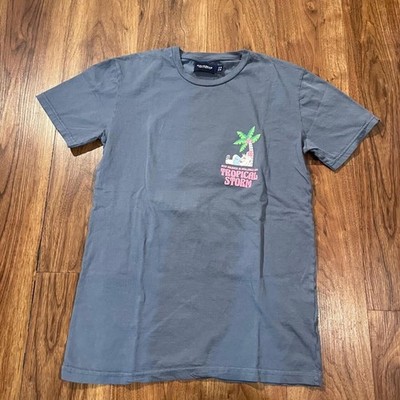 Pull & Bear Blue Graphic Short Sleeve T-Shirt Mens Size XS Tropical Storm