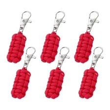 Paracord Zipper Pull, 80 mm Length for Backpacks - Cylinder (6 Pack, Red)