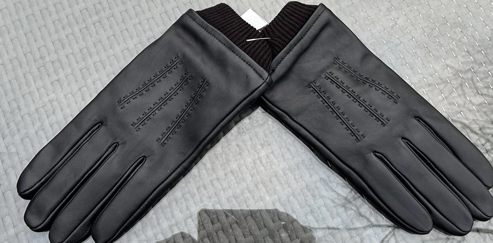 Avenue Mens Leather Gloves Wool Lined Black Sz L NWT
