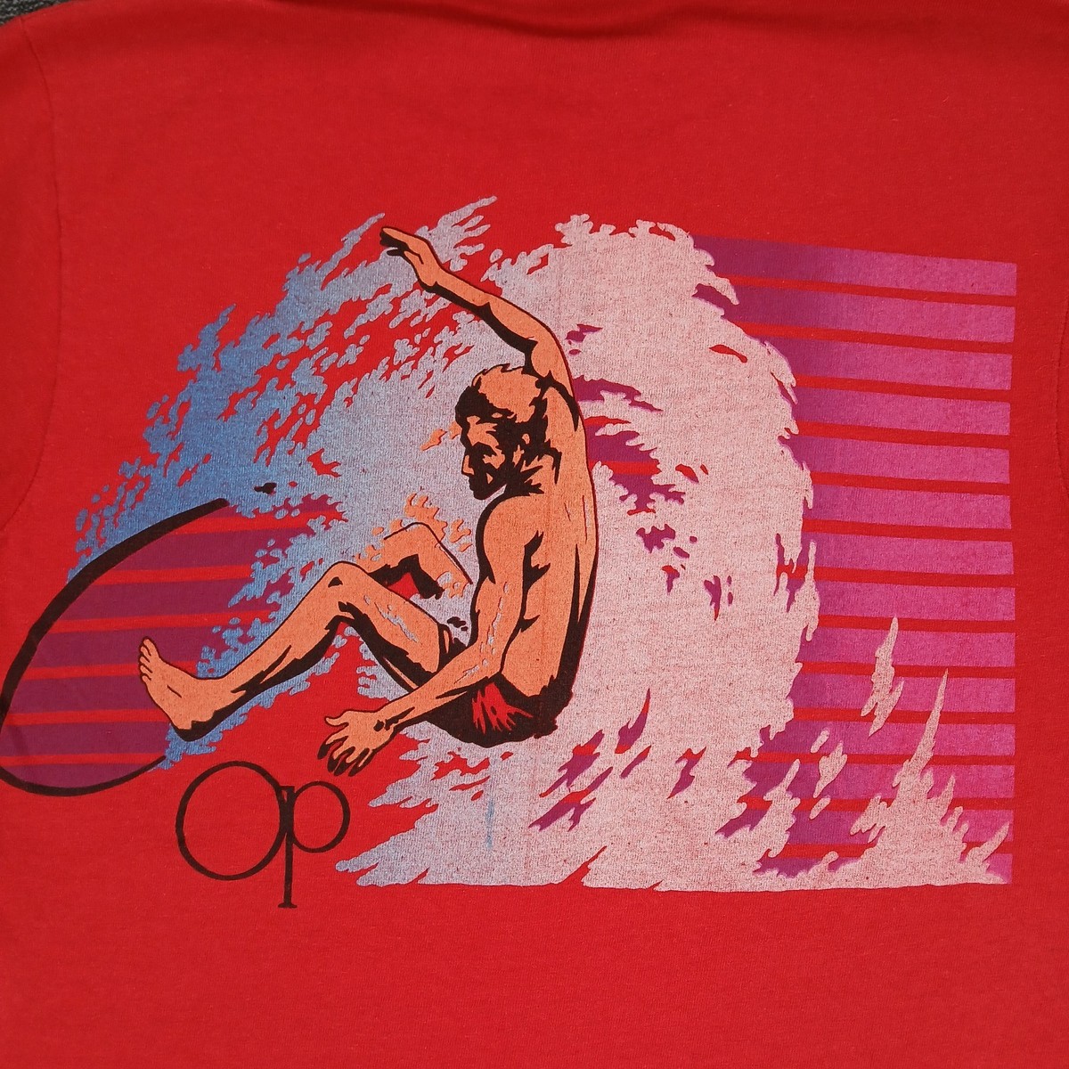 Vtg Ocean Pacific OP Single Stitch T Shirt Small Red Surfer Beach
