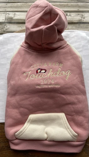 Touchdog Heritage Premium PINK Cotton Hooded Dog Sweater Front Pocket MEDIUM NEW