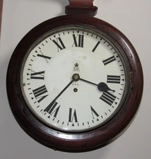 Antique English Fusee G.P.O.  Advertising Gallery Wall Clock 8-Day