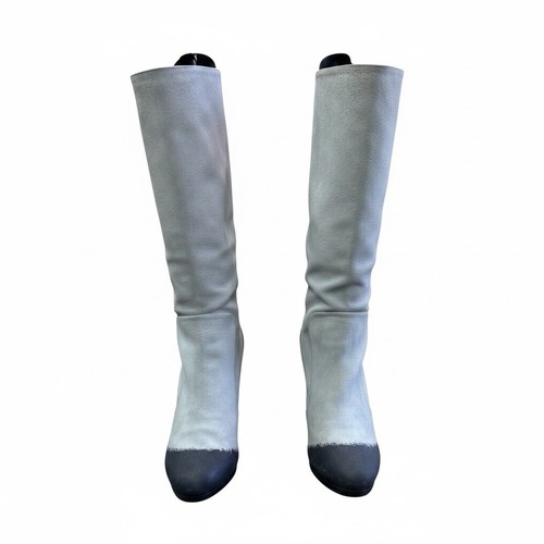 Bottes femme CHANEL deux tons sur les genoux gris clair et noir pointure 8,5 - Photo 3/5