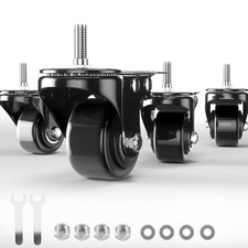 Stem Caster Wheels Heavy Duty 2 Inch, Threaded Casters 5/16"-18x1" Black 