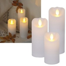 LED Kerze mit TIMER Echtwachs flackernd Wachs-Kerzen glimmend 10/12/15 x 5,5cm
