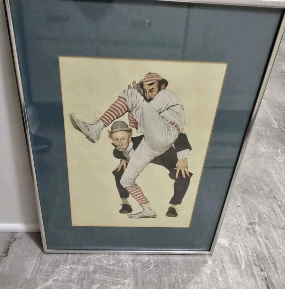 ⚾️🧢Norman Rockwell arte baixa e interna impressão em tela beisebol 1972 moldura personalizada - Imagem 2 de 4