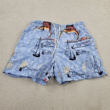 Nautica VTG Swim Shorts Mens Large Sailboat Sailfish Graphic Swimwear Trunks