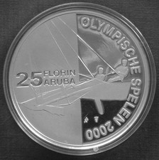 Netherlands Aruba 25 flori Silver Proof 2000 Sydney Olympics Catamaran .74oz ASW