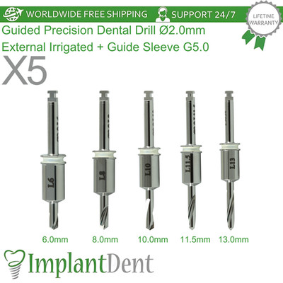 X5 Guided Precision Dental Drill Ø2.0mm External Irrigated + Guide Sleeve G5.0
