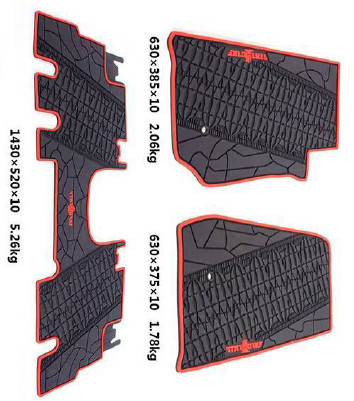 Tapis Jeep Wrangler JK étanches en caoutchouc noir antidérapant
