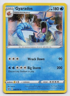 Gyarados Holo Holo Rare SWSH02: Rebel Clash 040/192 NM