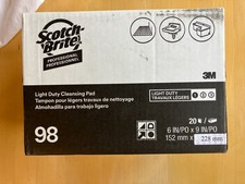 Scotch-Brite 98 MMM07445 Cleaning Pad White, 6 x 9 x 1/2", 20 Pads Light Duty