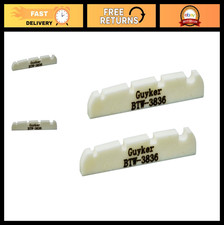 4 String Bass Guitar Bone Nut Replacement - Pre-Slotted Flat Bottom Set of 2, Wh