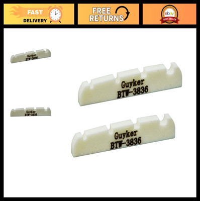 4 String Bass Guitar Bone Nut Replacement - Pre-Slotted Flat Bottom Set of 2, Wh