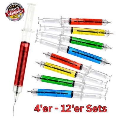 Kugelschreiber Spritze 4er 12er Set Blut Spritze Kuli Fasching Gag Scherzartikel