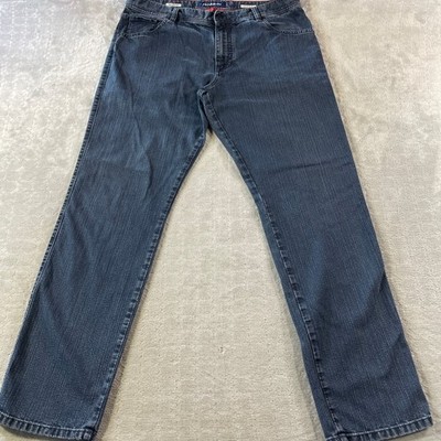 Alberto Jeans T400 Mens 38x32 Blue Dark Wash Stretch Denim Stone Modern Fit