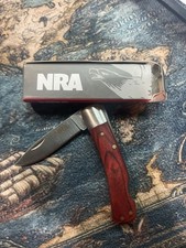 NRA National Rifle ASSO. Knife Lock Back Blade Rosewood Handle Pocket Stainless